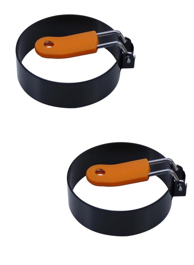 Bepisof 2pcs 3.5" Nonstick,Stainless Steel Round Fried Egg Rings with Orange Silicone Handle,Egg Mold Cooker Ring For Breakfast,Mini Pancakes, and Fried Eggs - Image 1